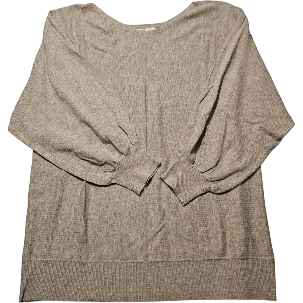 Max Studio Womens XL Gray Knit Top Balloon Sleeve Pullover Casual‎ Relaxed